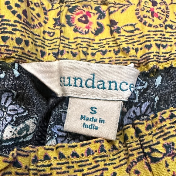 Sundance Midnight Blue Leia Floral Cropped Pants with Yellow Trim - Picture 2 of 4